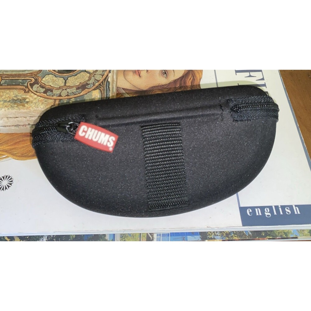 CHUMS Transporter Sunglass Eye Glass Case-Black Neoprene-Zippered-Belt Loop-VGUC